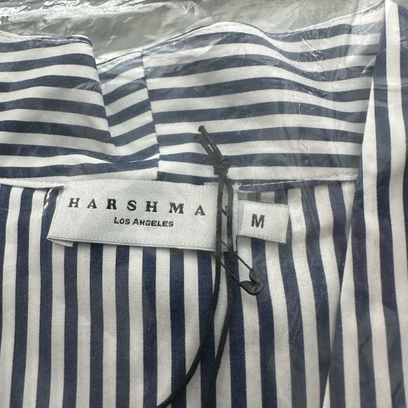 Harshman Los Angeles Blue and White Boxy Button Down Blouse - Picture 6 of 6